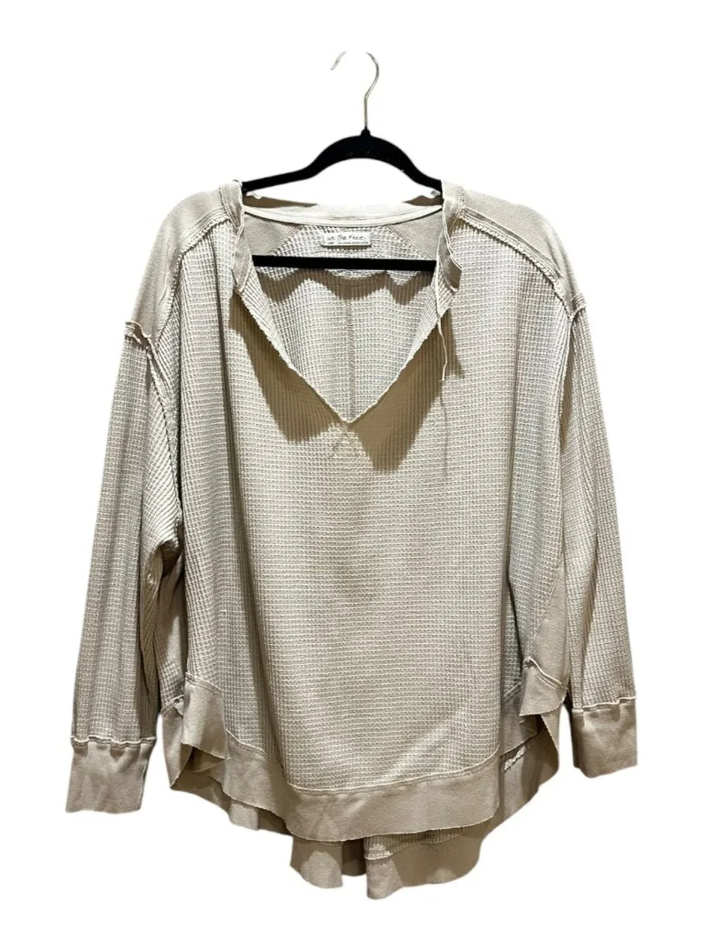 Free People We The People Owen Thermal Top in Cream Beige